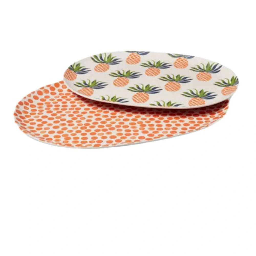 Opalhouse Bamboo Melamine Pineapple Oval Serving Platters 2 pc. Spoon & Spreader